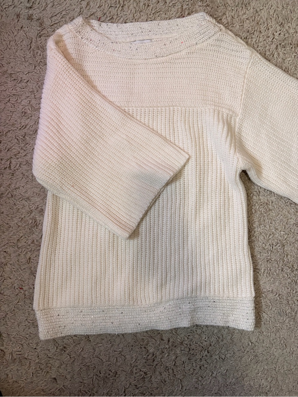 Women's Cream Knit Sparkly Sweater